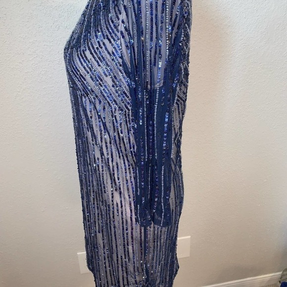 NWT Parker Petra Blue Beaded Mini Dress Size 4 - Picture 4 of 11